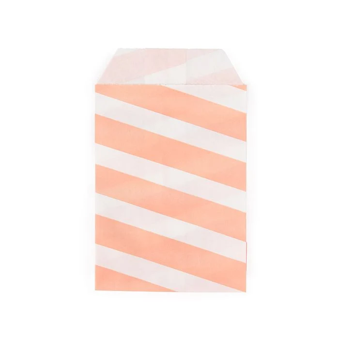 Papperspåsar vita med rosa ränder 7,6x12,7 cm (100 st) [GPB35PS]