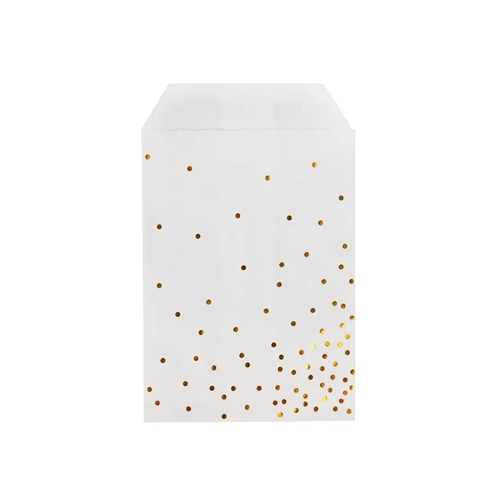 Papperspåsar vita med guldprickar 7,6x12,7 cm (100 st) [GPB35GD]
