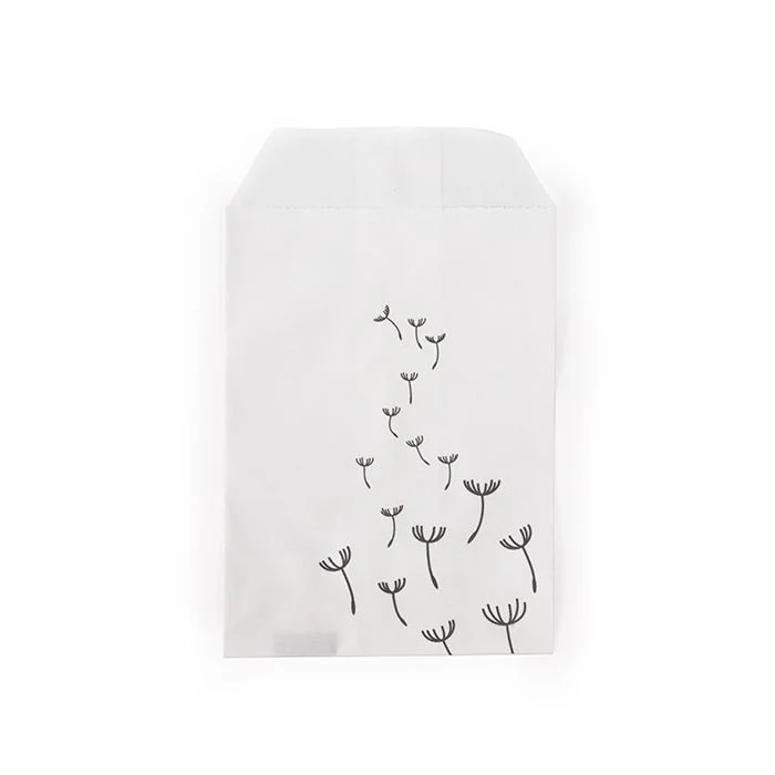 Papperspåsar vita med svart maskros 7,6x12,7 cm (100 st) [GPB35D]