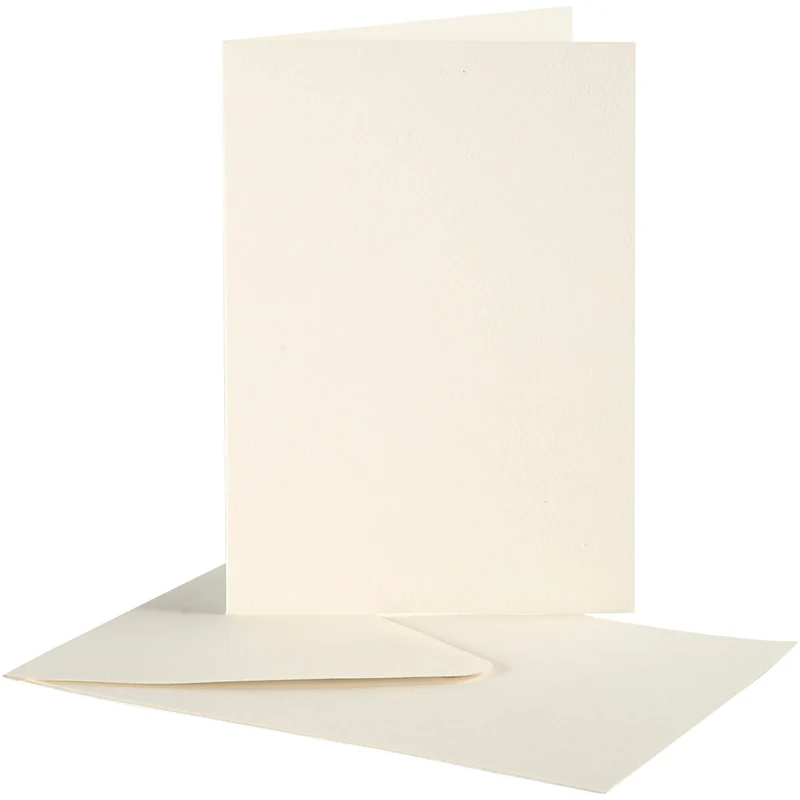 Brevkort, kortstl. 10,5x15 cm, kuvertstl. 11,5x16,5 cm, råvit, 10set/ 1 förp. [HOB-23708]