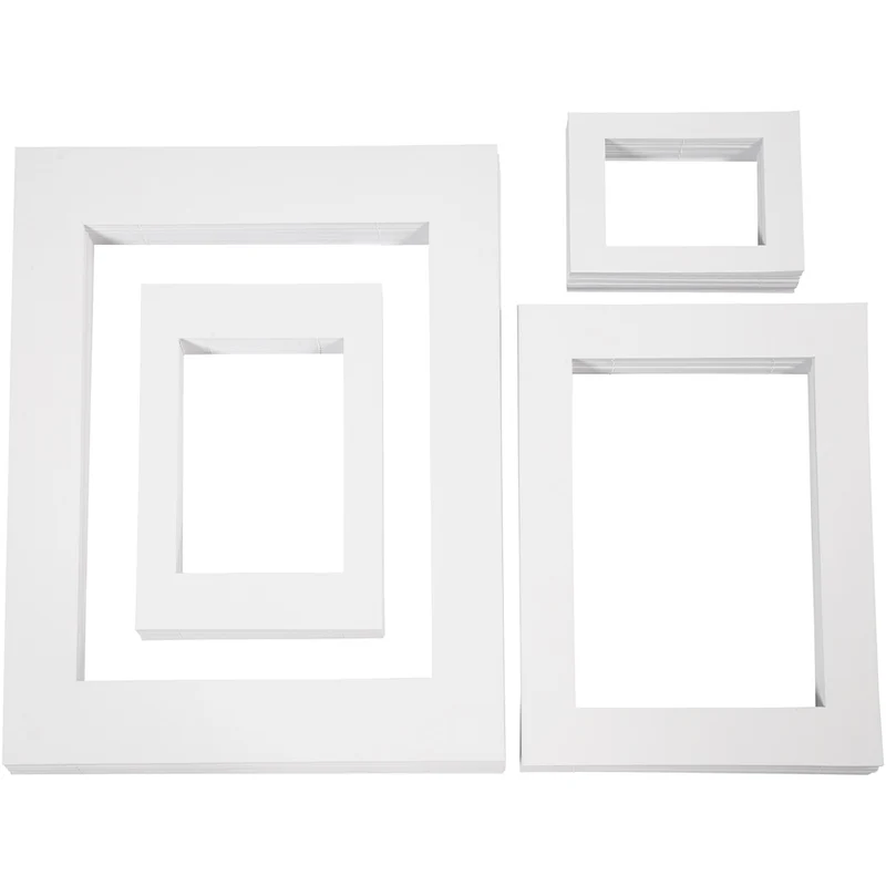 Passepartoutramar, A3,A4,A5,A6, stl. 13,4x18,9+19,7x27,9+28,3x36,6+39,5x49,6 cm, 500 g, vit, 4x100 st./ 1 förp. [HOB-23600]