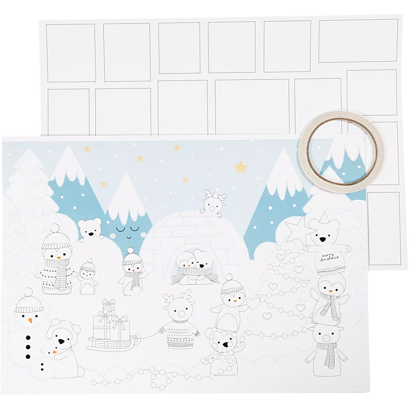Julkalender, stl. 30x42 cm, vit, 3st./ 1 förp. [HOB-23311]
