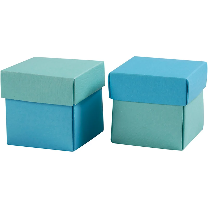 Presentaskar att vika, stl. 5,5x5,5 cm, 250 g, ljusturkos/mörkturkos, 10 st./ 1 förp. [HOB-233008]