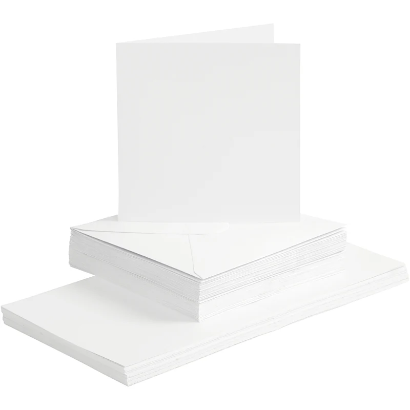 Kort och kuvert, kortstl. 15x15 cm, kuvertstl. 16x16 cm, 120+240 g, vit, 50 set/ 1 förp. [HOB-23115]