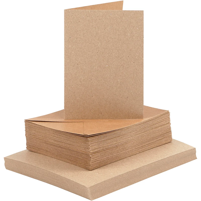 Kort och kuvert, kortstl. 10,5x15 cm, kuvertstl. 11,5x16,5 cm, 120+240 g, natur, 50 set/ 1 förp. [HOB-23113]