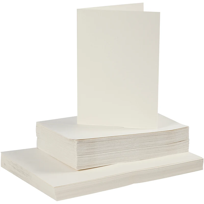 Kort och kuvert, kortstl. 10,5x15 cm, kuvertstl. 11,5x16,5 cm, 110+220 g, råvit, 50 set/ 1 förp. [HOB-23109]