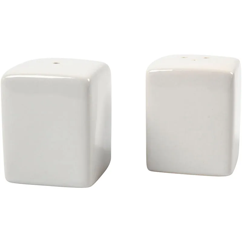 Salt- och pepparset, H: 6 cm, stl. 5x5 cm, blank, vit, 6 set/ 1 låda [HOB-55604]