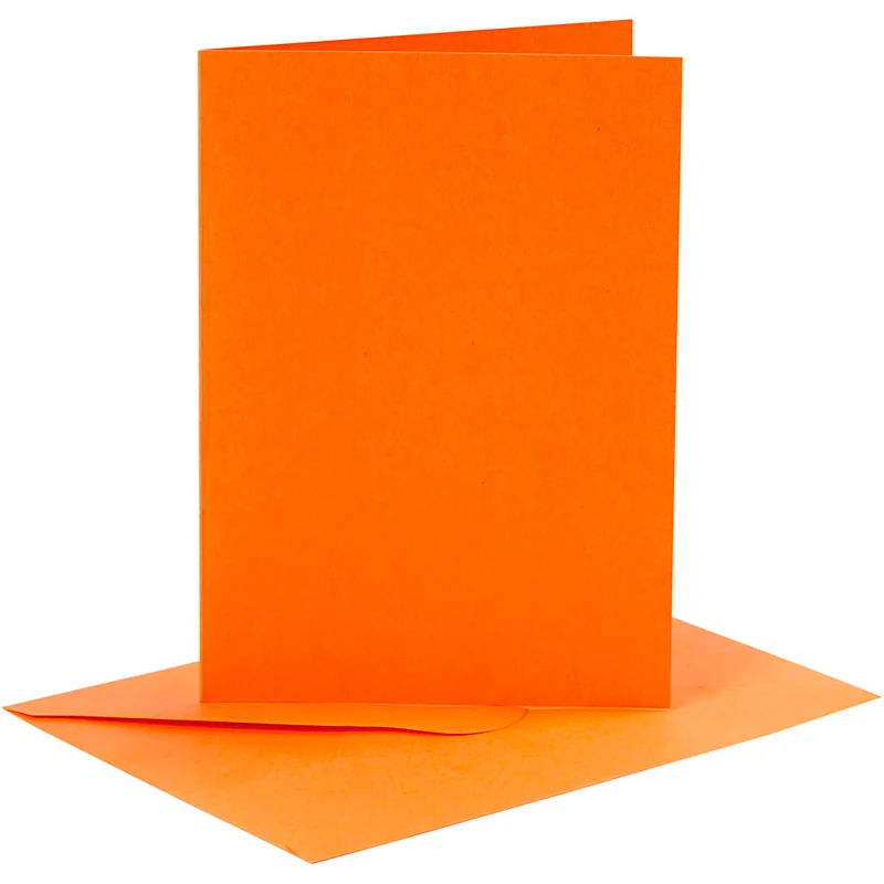 Kort och kuvert, kortstl. 10,5x15 cm, kuvertstl. 11,5x16,5 cm, 110+220 g, orange, 6 set/ 1 förp. [HOB-23018]