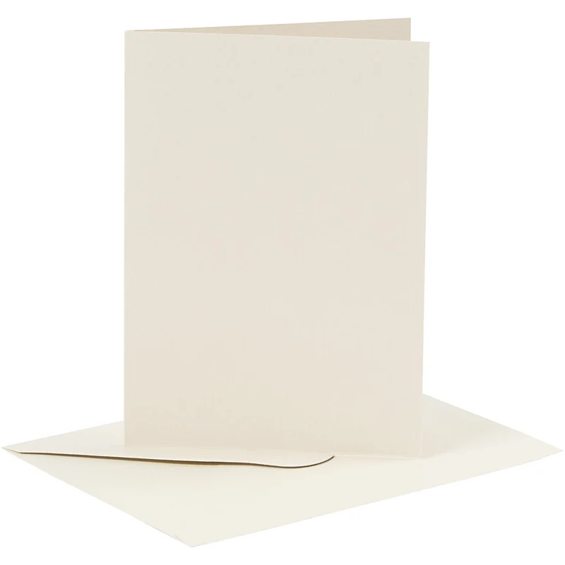 Kort och kuvert, kortstl. 10,5x15 cm, kuvertstl. 11,5x16,5 cm, 110+230 g, råvit, 6 set/ 1 förp. [HOB-23011]