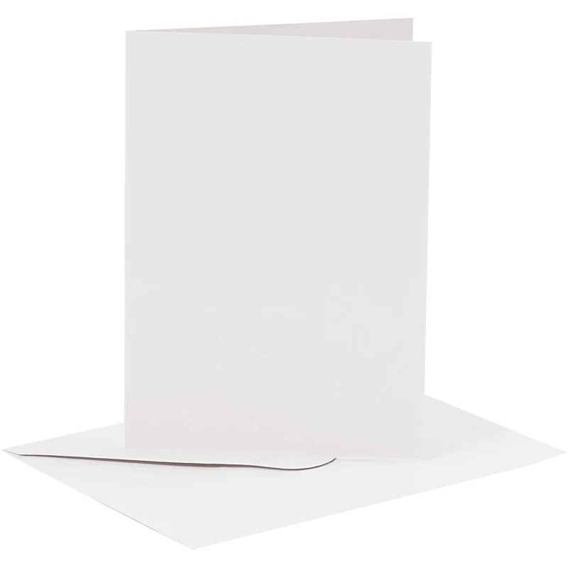 Kort och kuvert, kortstl. 10,5x15 cm, kuvertstl. 11,5x16,5 cm, 110+230 g, vit, 6 set/ 1 förp. [HOB-23010]