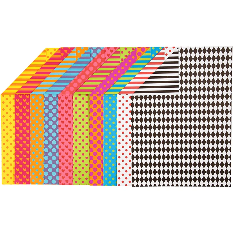Mönstrad Kartong, A4, ark 210x297 mm, 250 g, mixade färger, 200 mix. ark/ 1 förp. [HOB-22985]