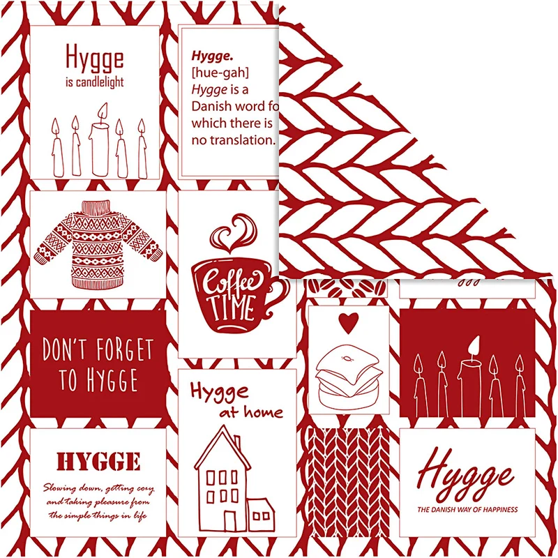 Designpapper, 'hygge' & stickning, ark 30,5x30,5 cm, 180 g, 5 ark/ 1 förp. [HOB-22525]