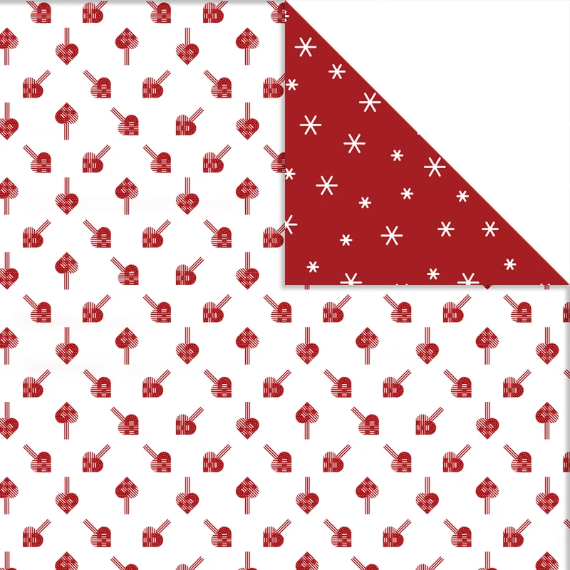 Designpapper, fläthjärtan & snöflingor, ark 30,5x30,5 cm, 180 g, 3 ark/ 1 förp. [HOB-22375]