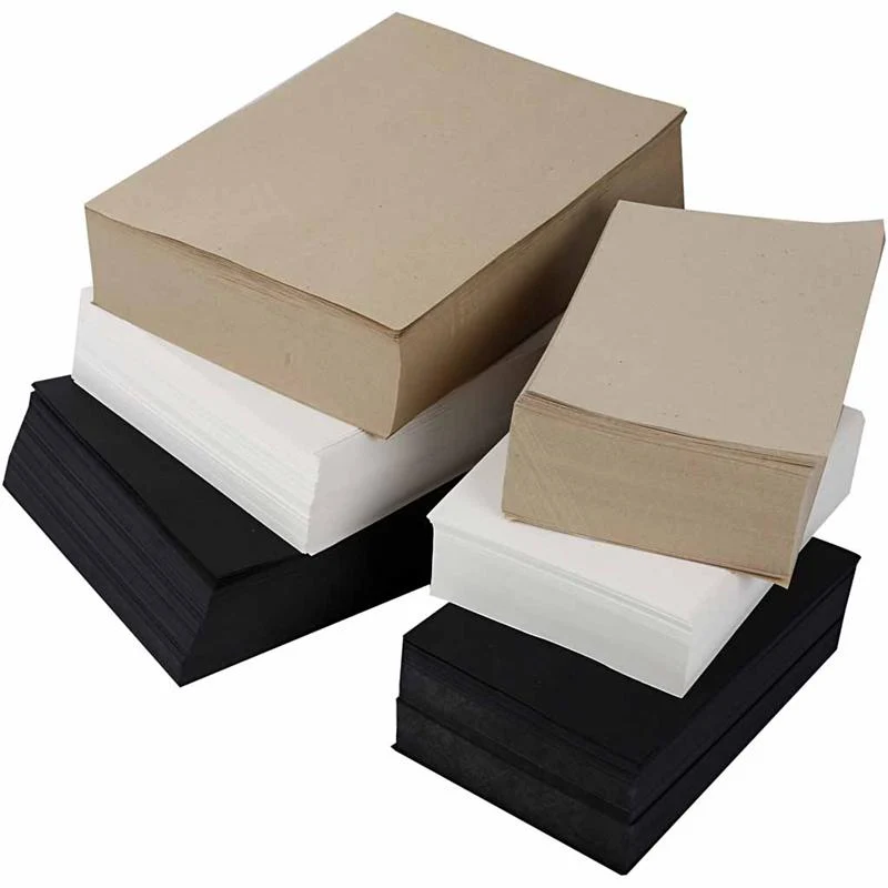 Kraftpapper, A3,A4, 100+135 g, svart, grå, ädel, vit, 6000 mix. ark/ 1 förp. [HOB-22148]