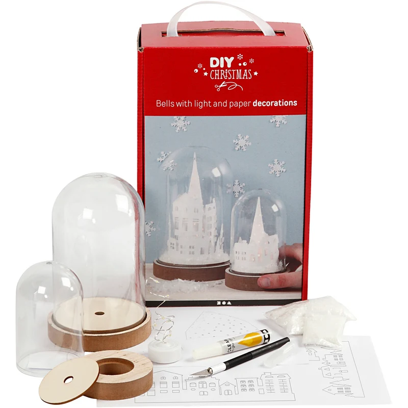 Materialset till kupa med invändig dekoration, H: 12,5+18 cm, 2 st./ 1 förp. [HOB-52167]