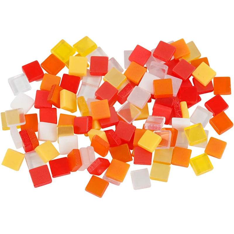 Minimosaik, stl. 5x5 mm, tjocklek 2 mm, röd/orange harmoni, 25 g/ 1 förp. [HOB-51924]