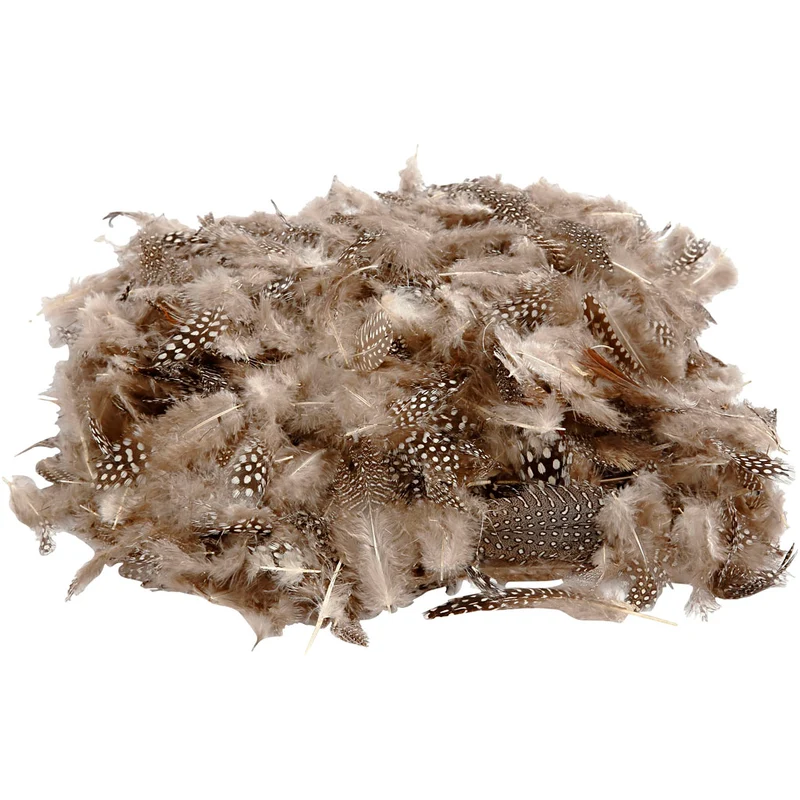 Pärlhönsfjädrar, ca. 1000 st., natur, 50 g/ 1 förp. [HOB-51822]