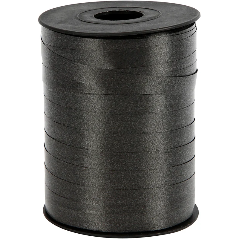 Presentsnöre, B: 10 mm, blank, svart, 250 m/ 1 rl. [HOB-20213]