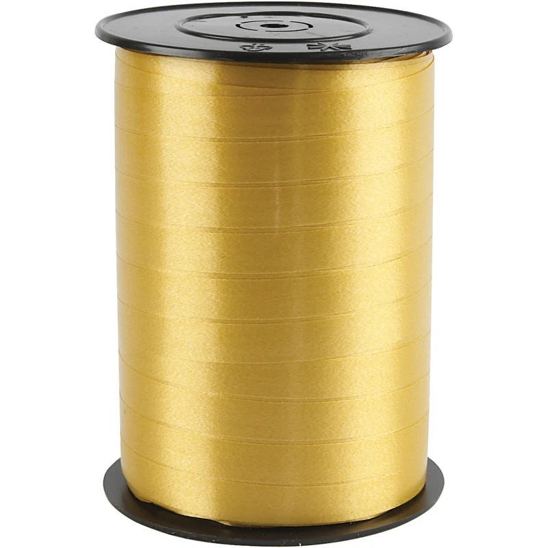 Presentsnöre, B: 10 mm, blank, guld, 250 m/ 1 rl. [HOB-20208]