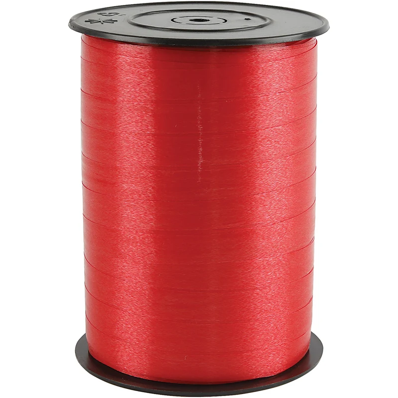 Presentsnöre, B: 10 mm, blank, röd, 250 m/ 1 rl. [HOB-20204]