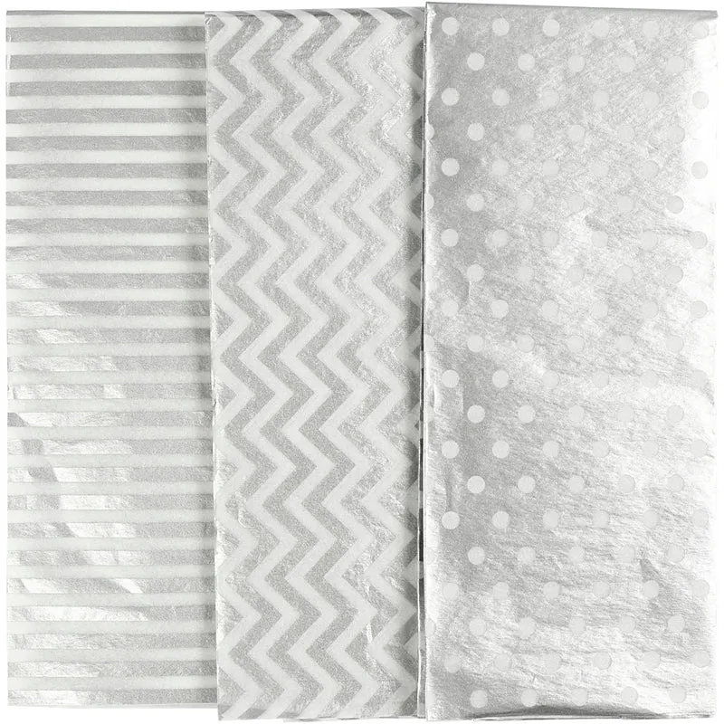 Silkespapper, ark 50x70 cm, 17 g, silver, 6 ark/ 1 förp. [HOB-200893]