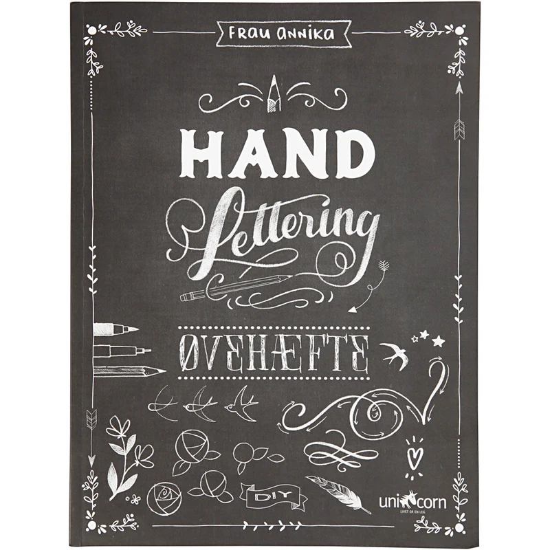 Övningshäfte till 'Hand Lettering*, stl. 21x28 cm, tjocklek 1 cm, Antal sidor 63, 1 st., Dansk text [HOB-19291]