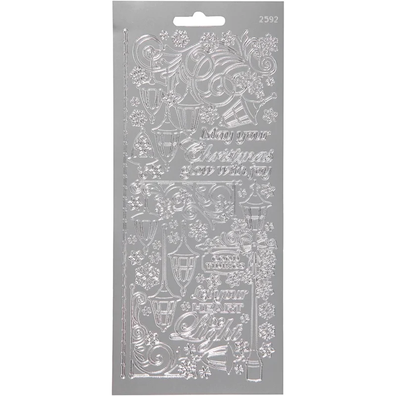 Stickers, lanternor, ark 10x23 cm, silver, 1 ark [HOB-170255]