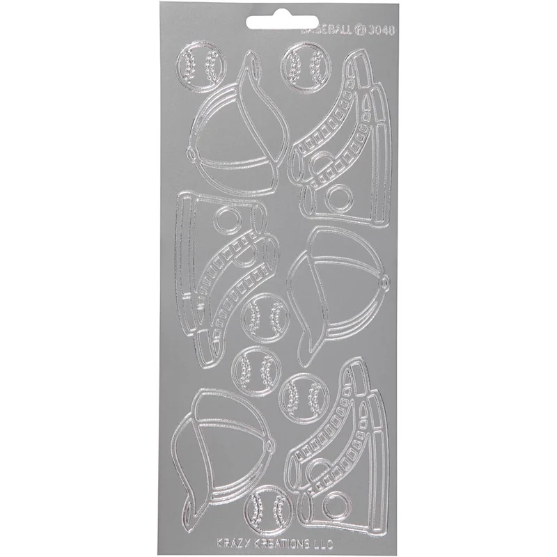 Stickers, sport, ark 10x23 cm, silver, 1 ark [HOB-170249]