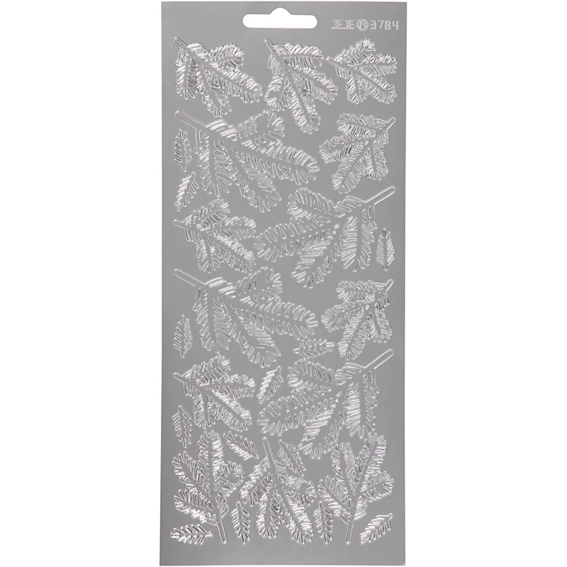 Stickers, kvist, ark 10x23 cm, silver, 1 ark [HOB-170237]