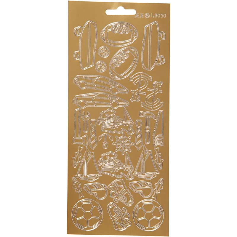 Stickers, sport, ark 10x23 cm, guld, 1 ark [HOB-170232]