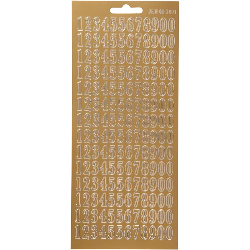 Stickers, siffror, ark 10x23 cm, guld, 1 ark [HOB-170228]