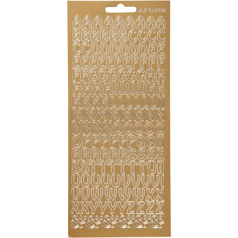 Stickers, bokstäver, ark 10x23 cm, guld, 1 ark [HOB-170224]