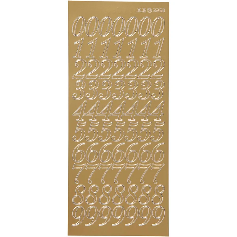 Stickers, siffror, ark 10x23 cm, guld, 1 ark [HOB-170222]