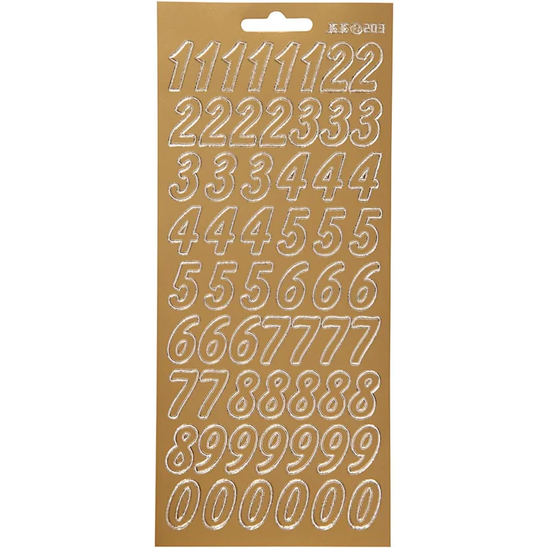 Stickers, siffror, ark 10x23 cm, guld, 1 ark [HOB-170218]