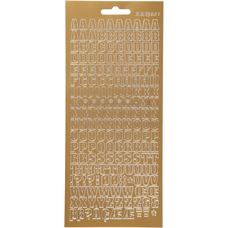 Stickers, bokstäver, ark 10x23 cm, guld, 1 ark [HOB-170214]