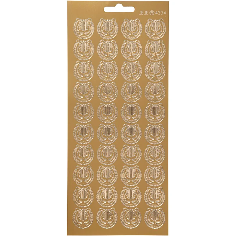 Stickers, lyra, ark 10x23 cm, guld, 1 ark [HOB-170211]
