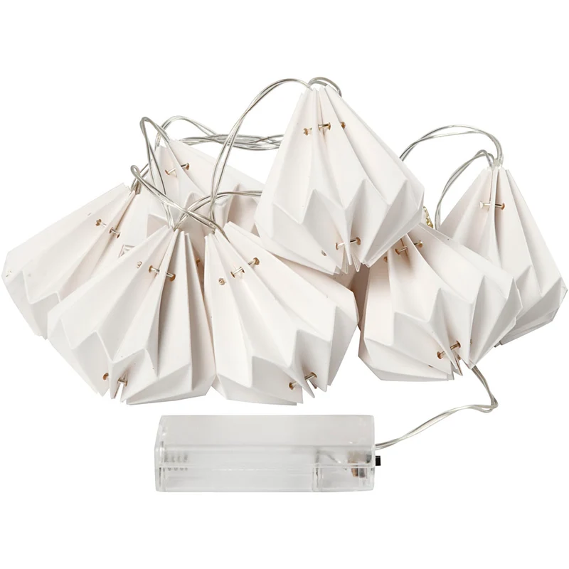 LED ljusslinga med lampskärmar, H: 80 mm, L: 100 cm, Dia. 65 mm, vit, 1 st. [HOB-52358]
