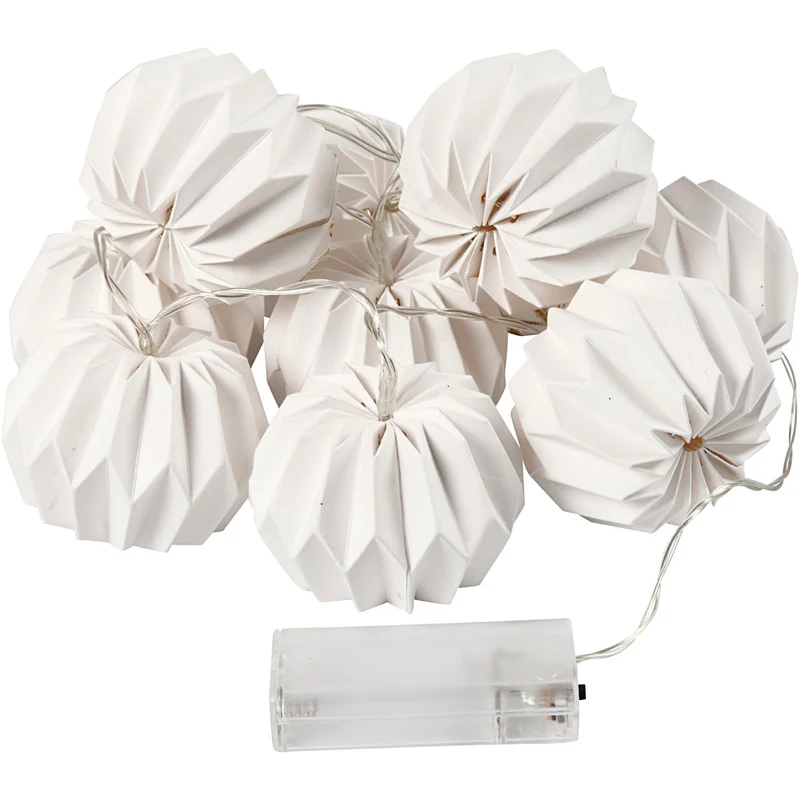 LED ljusslinga med lampskärmar, rund, H: 55 mm, L: 100 cm, Dia. 75 mm, vit, 1 st. [HOB-52357]