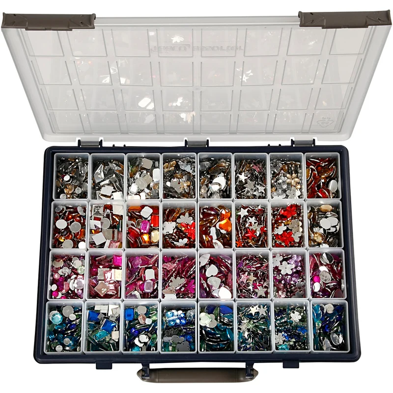 Rhinestones, Dia. 6-16 mm, mixade färger, 32x360 st./ 1 förp. [HOB-52240]
