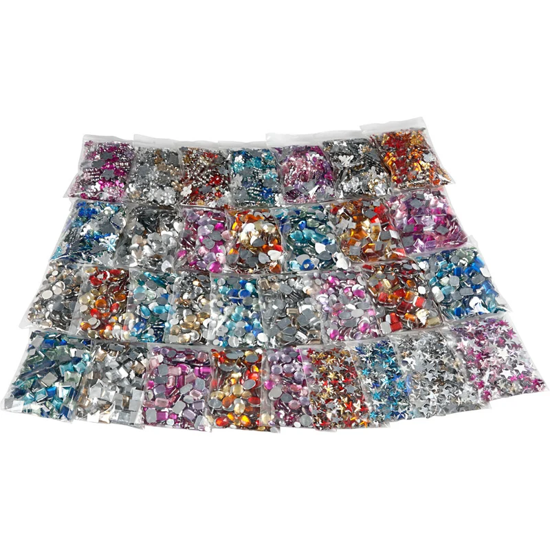 Rhinestones, Dia. 6-16 mm, mixade färger, 32 förp./ 1 förp. [HOB-52239]