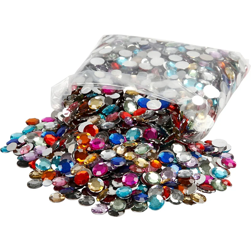 Rhinestones, Runda, Dia. 6+9+12 mm, mixade färger, 3600 st./ 1 förp. [HOB-52201]