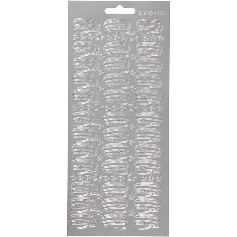 Stickers, hatt, ark 10x23 cm, silver, 1 ark [HOB-170209]