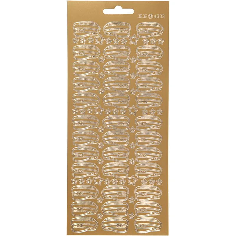 Stickers, hatt, ark 10x23 cm, guld, 1 ark [HOB-170208]