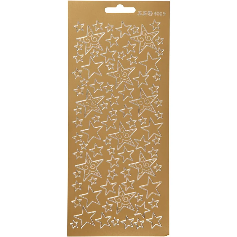 Stickers, stjärnor, 10x23 cm, guld, 1 ark [HOB-170182]