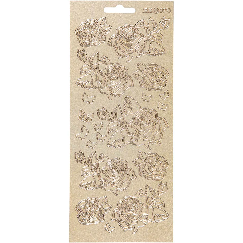 Stickers, rosor, ark 10x23 cm, guld, 1 ark [HOB-170161]