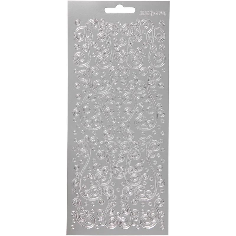 Stickers, virvlar, ark 10x23 cm, silver, 1 ark [HOB-170160]