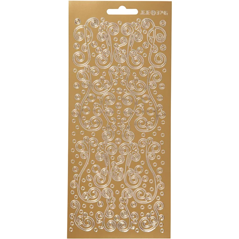 Stickers, virvlar, ark 10x23 cm, guld, 1 ark [HOB-170159]