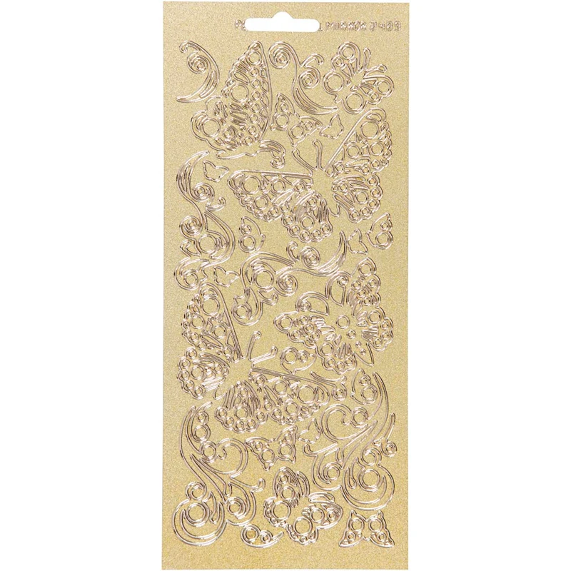 Stickers, fjärilar, ark 10x23 cm, guld, 1 ark [HOB-170131]