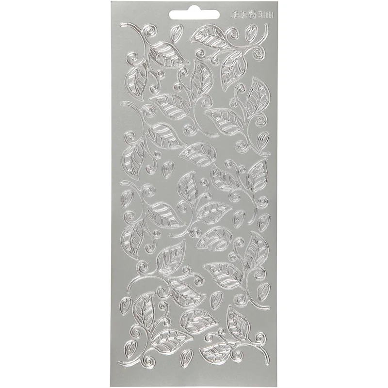 Stickers, blad, ark 10x23 cm, silver, 1 ark [HOB-170125]