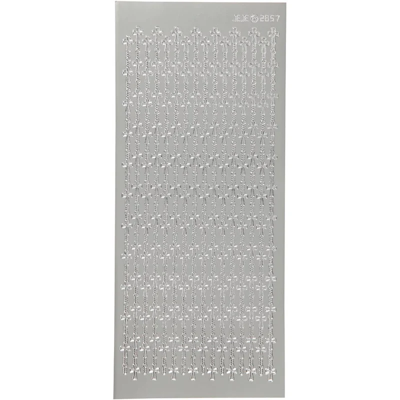 Stickers, kors, ark 10x23 cm, silver, 1 ark [HOB-170123]